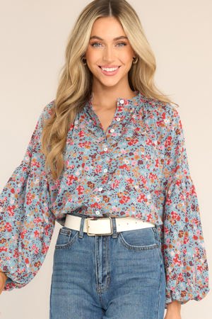 Olivia James The Label Emory Chalet Floral Cotton Button Front Top