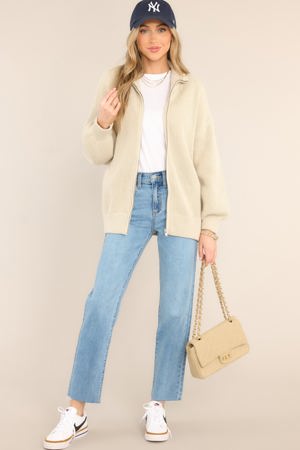 Red Dress Your Serenity Beige Oversized Knit Jacket