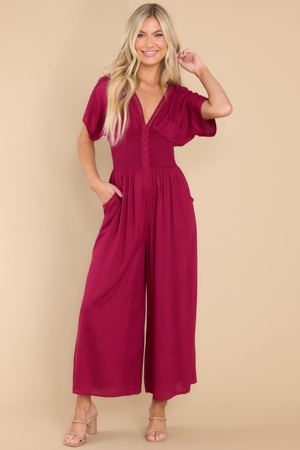 Red Dress Sweet And True Cranberry Jumpsuit