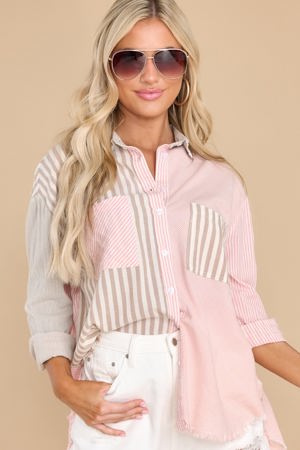 Red Dress Happy For You Blush Multi Stripe Top