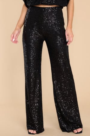 Red Dress Like A Star Black Sequin Pants