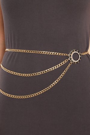 Red Dress Give An Inch Gold Layered Chain Belt