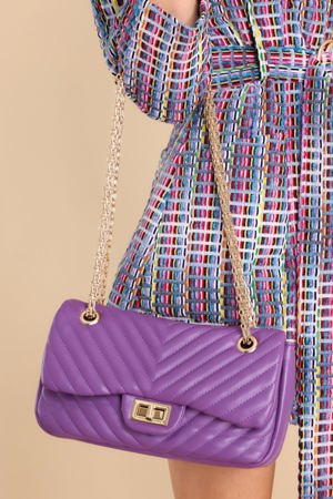 Red Dress Serious About You Purple Chain Bag