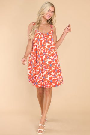 Red Dress Anyone's Guess Coral Floral Print Dress