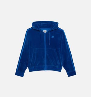 Adidas Jeremy Scott Velour Full Zip Hoodie Jacket - Blue