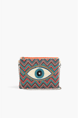 America & Beyond Evil Eye Good Luck Clutch With Removable Crossbody Chain