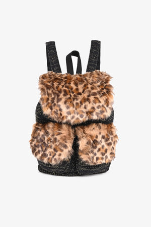 America & Beyond Faux Fur Fab Leopard Backpack