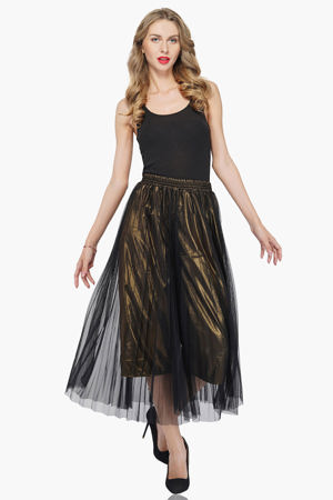 America & Beyond Golden Haze Pleated Net Pants