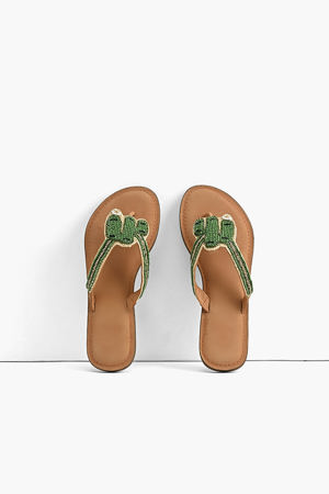 America & Beyond Prickly Cactus Beaded Slider Sandals