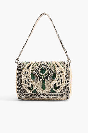 America & Beyond Emerald Stone Embellished Shoulder Bag