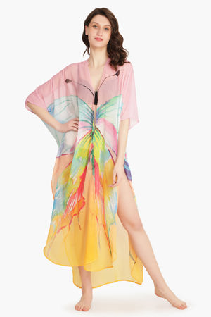 America & Beyond Rainbow Butterfly Chiffon Cover Up