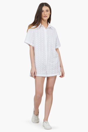America & Beyond Bright White Cotton Romper