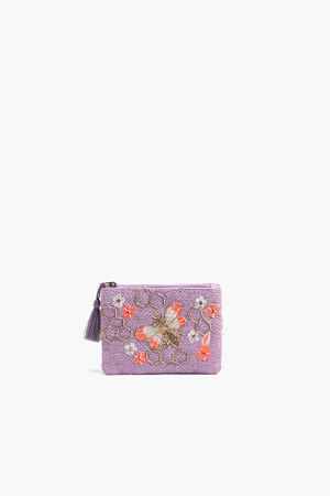 America & Beyond Purple Beaded Bee Embellished Mini Pouches