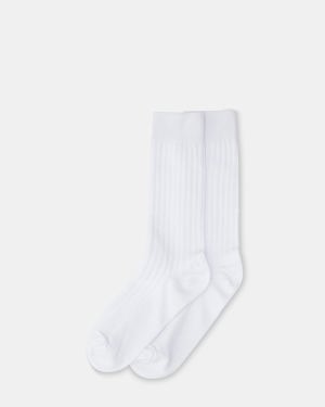 Steve Madden Ribbed Crew Socks White