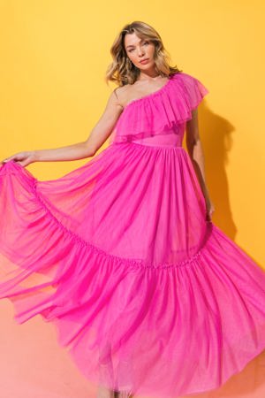 Flying Tomato Sunshine Girl Mesh Midi Dress