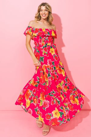 Flying Tomato Brighten MY Day Floral Woven Midi Dress