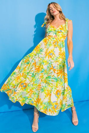 Flying Tomato Vacation Views Floral Woven Midi Dress