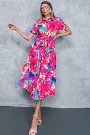 Flying Tomato Move Over Floral Woven Midi Dress