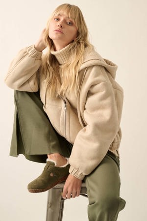 Promesa Stone Cold Vegan Suede Sherpa-Lined Hooded Jacket