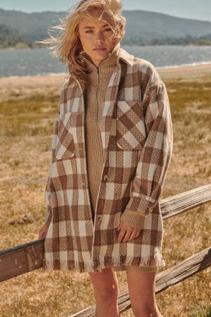 Promesa Prairie Picnic Oversized Plaid Woven Coat