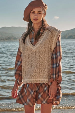 Promesa Creature Comforts Knit Two-Tone Sweater Vest