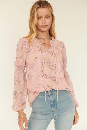 Promesa Yours Truly Floral Chiffon Peasant Top