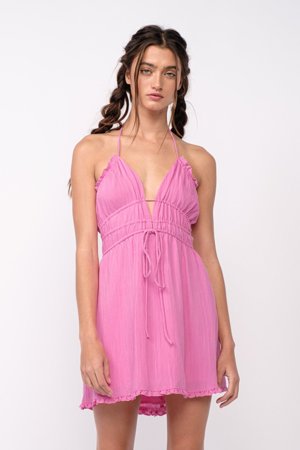 Sky To Moon Kristen Pink Halter Mini Dress