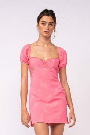Sky To Moon Delilah Pink Puff Sleeve Bustier Dress
