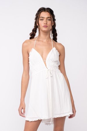 Sky To Moon Kristen White Halter Mini Dress