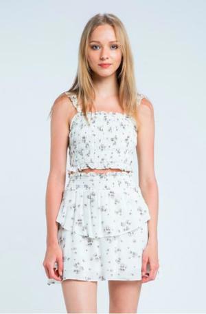 Skylar + Madison Gina White Floral Print Two-Piece Dress