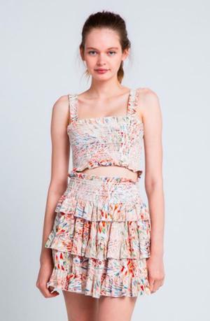 Skylar + Madison Faye Boho Print Two-Piece Smocked Mini Dress