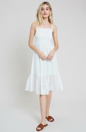 Wishlist Summer Sun White Smocked Midi Dress