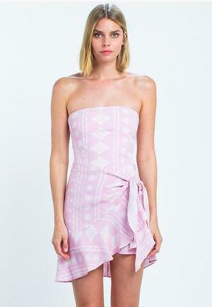 Skylar + Madison Demi Pink Prism Print Strapless Mini Dress