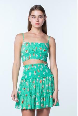 Skylar + Madison Ali Biscay Green Floral Print Smocked Two-Piece Dress Set