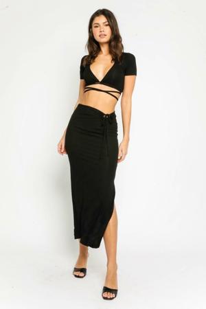 Olivaceous Style Iconic Black Two-Piece Midi Dress