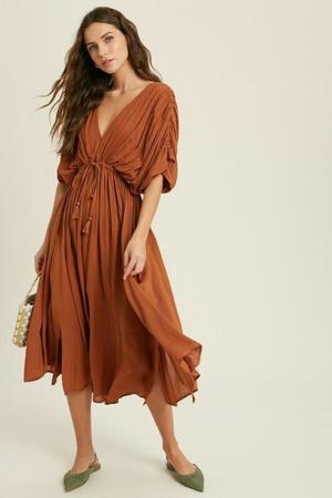Wishlist Truly Perfect Rust Brown Midi Dress