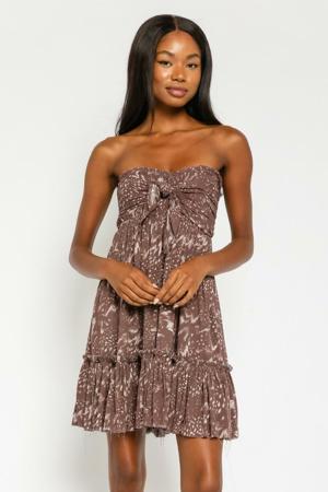 Olivaceous Canyon Sunset Etched Espresso Strapless Mini Dress