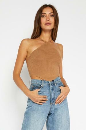 Olivaceous Always Yours Mocha Cropped Halter Top
