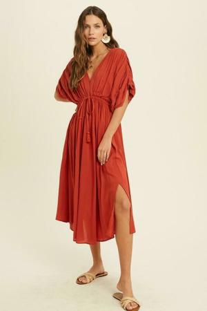 Wishlist Truly Perfect Brick Red Midi Dress