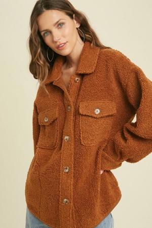 Wishlist Hang With Me Gucci Brown Teddy Shacket