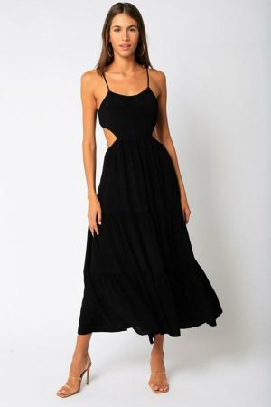 Olivaceous Like A Whisper Black Cutout Midi Dress