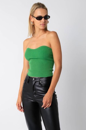 Olivaceous Leah Green Ribbed Tube Top
