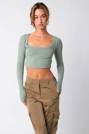 Olivaceous Rory Sage Scoop Neck Top