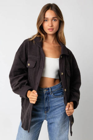 Olivaceous Nothing New Charcoal Shacket