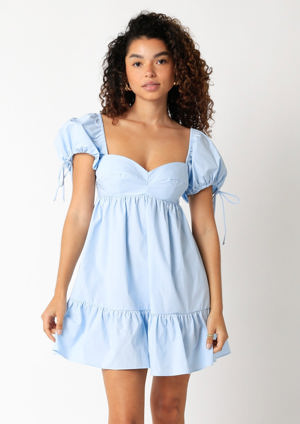 Olivaceous Jessie Light Blue Babydoll Mini Dress