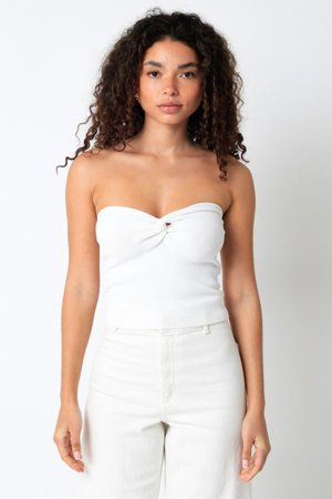 Olivaceous Becca White Twist Knot Tube Top