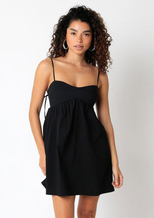Olivaceous Vali Black Babydoll Cami Mini Dress