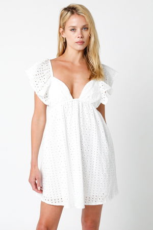 Olivaceous Ramona White Eyelet Mini Dress