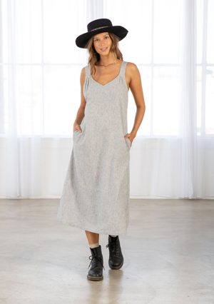 Lovestitch Scout Linen Stripe Midi Dress