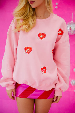 Judith March Cupid Heart Pink Pullover
